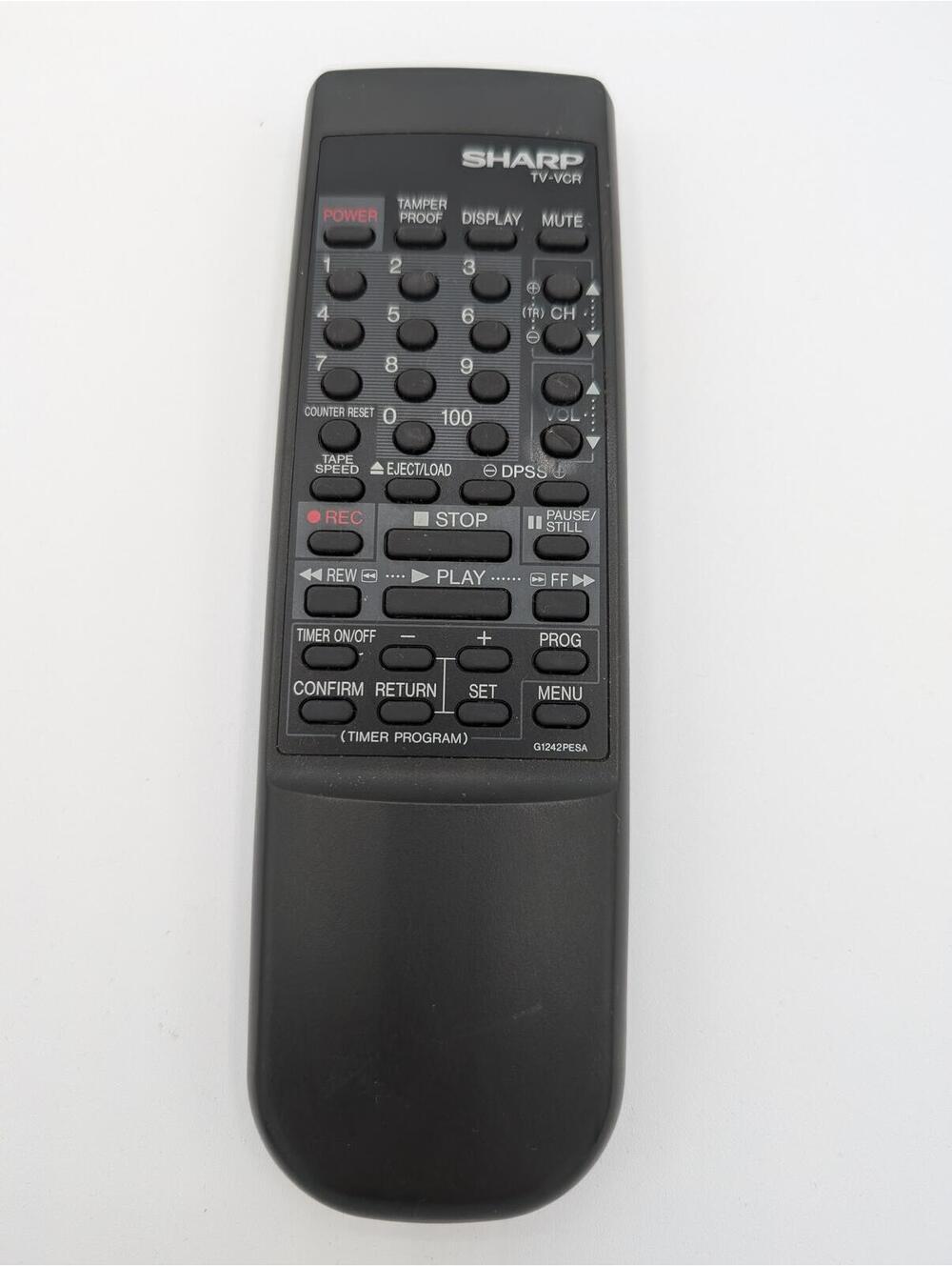 Sharp G1242PESA TV VCR Remote Control OEM Replacement Black Genuine Vintage Unit